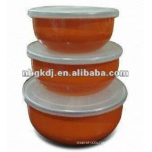 enamel storage mixing bowl with SS rim & PP lid